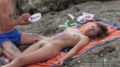 Naked body art on the beach Full HD video Nudism naturism club