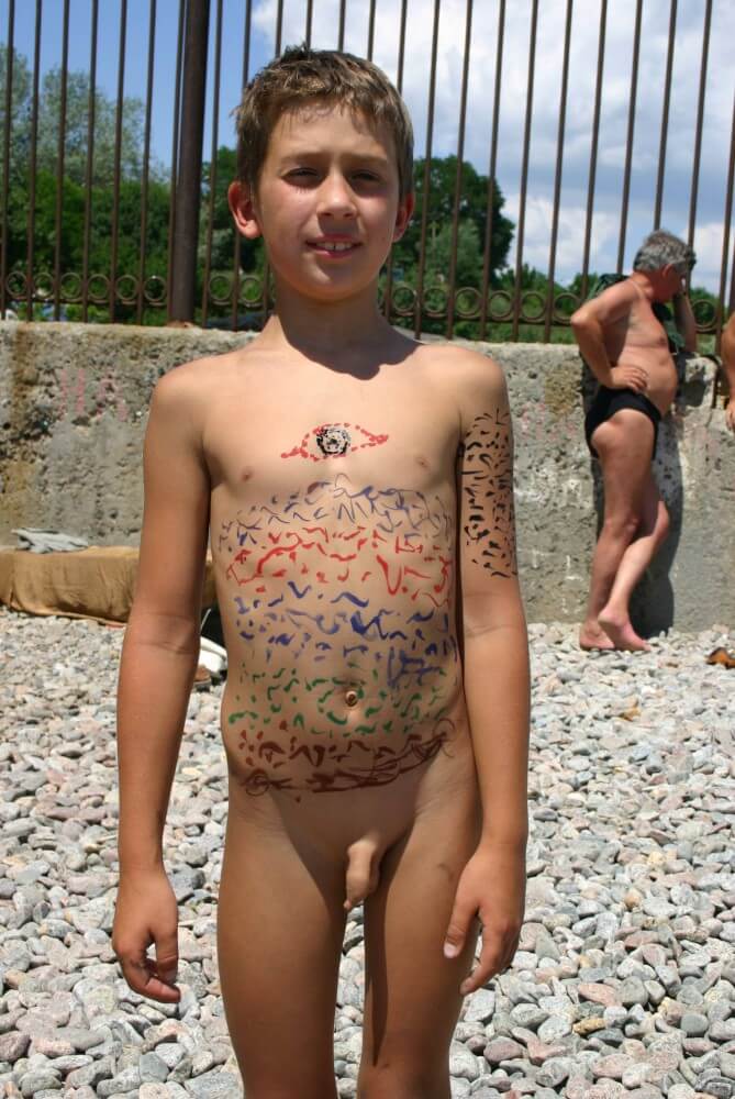 Father and Daughter Painted pics Nudism naturism club